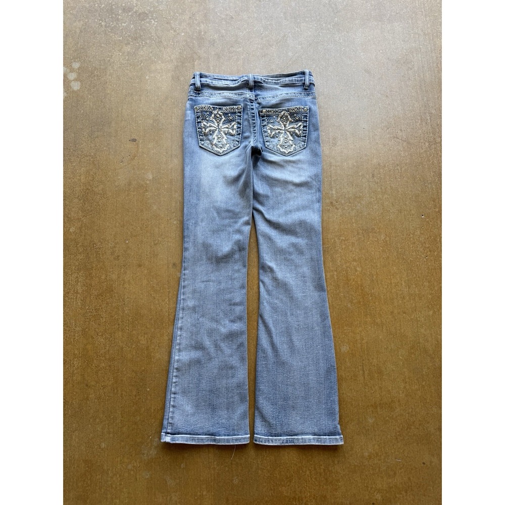 Telepatia Flared Denim Jeans Crosses Y2K Goth Grunge Women’s 26W X 29L